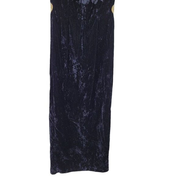 Vtg 80's Womens Jessica McClintock Gown Velvet Strappy Front Slit Evil Queen S - Picture 6 of 11